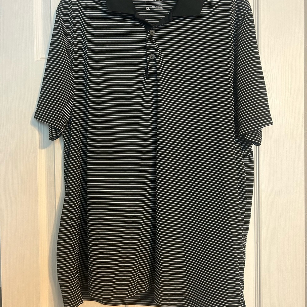 adidas Men's Polo Shirt in Black and White Stripes